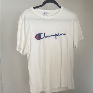 Champion White Short Sleeve Tee with Iconic Logo